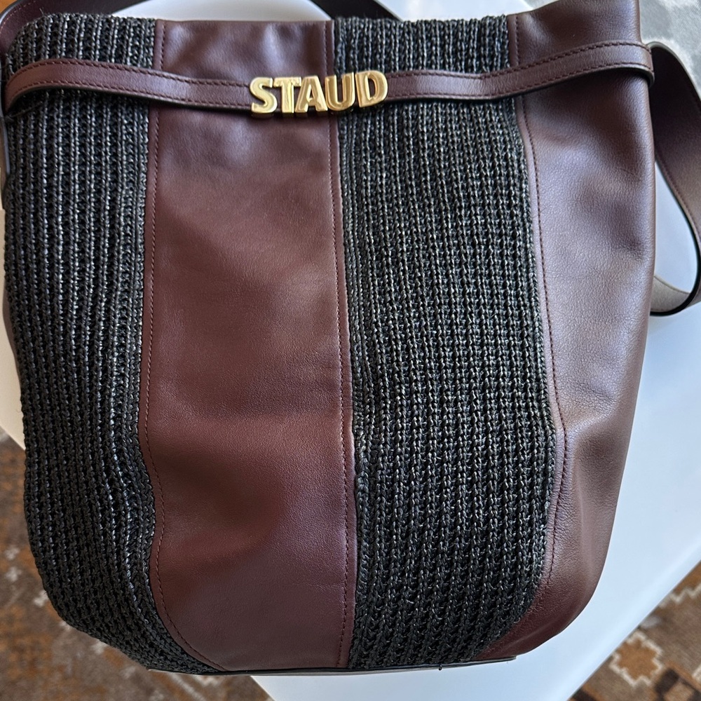STAUD Women's Messenger Bag in Brown and Black